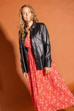 Oakwood Chemise En Cuir Pour Femme Noir " 64049 " -Maroquinerie veste cuir femme 64049 7 015394400 1450 28092023