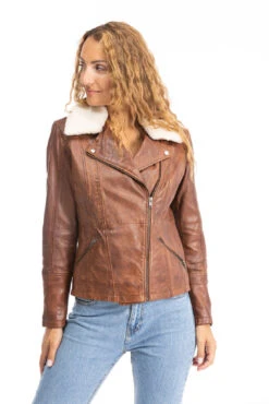 Blouson Cuir Femme Cognac " DALIA " 15 Blouson Cuir Femme Cognac " DALIA " -Maroquinerie veste cuir femme cognac dalia 4 063650600 1431 26092023