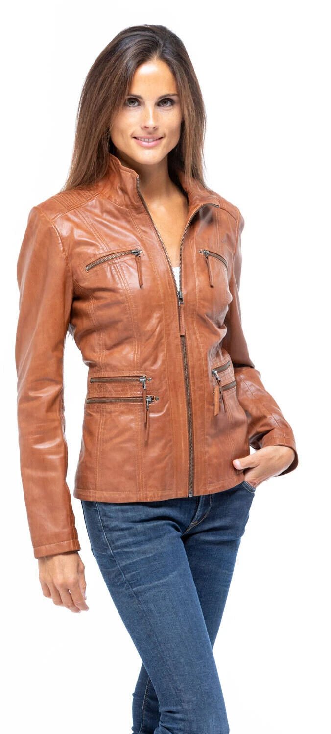 Veste Cuir Femme Tan " TEIJA " – Image 6