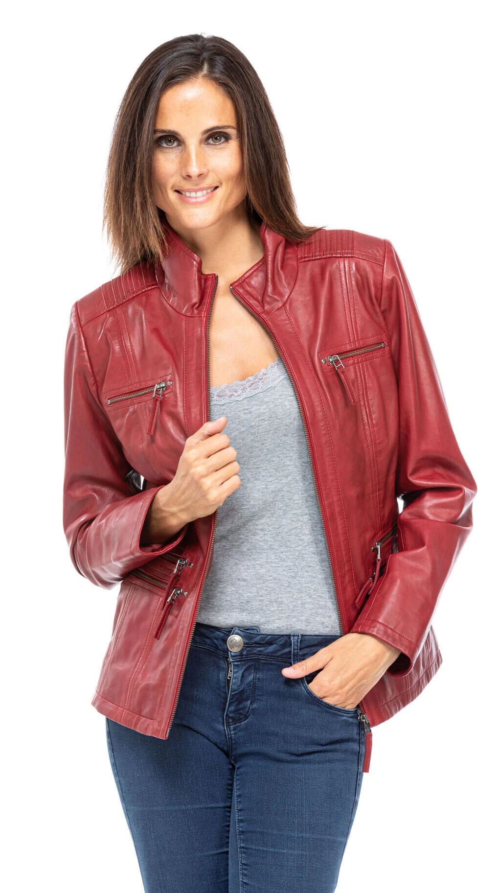Veste Cuir Femme Rouge "TEIJA" – Image 6