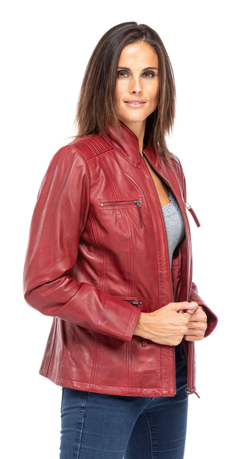 Veste Cuir Femme Rouge "TEIJA" – Image 2