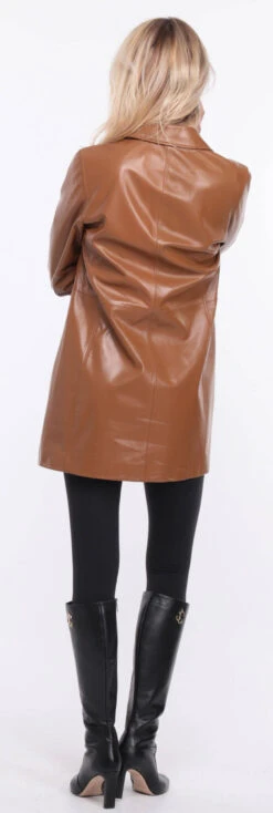 Trois Quart Cuir Femme Agneau Gold " FLAVIE COLLAR " -Maroquinerie veste cuir femme flavia collar gold retro 6 065139500 1419 01072023 scaled