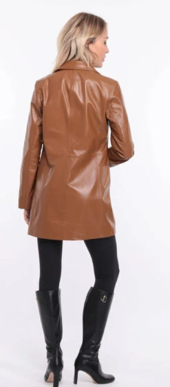 Trois Quart Cuir Femme Agneau Gold " FLAVIE COLLAR " -Maroquinerie veste cuir femme flavia collar gold retro 8 021005800 1419 01072023 scaled