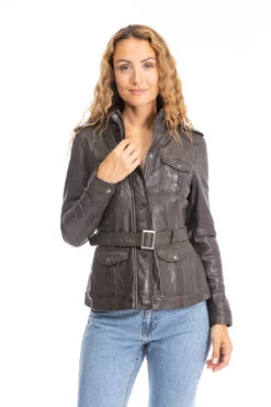 Veste Cuir Femme Demi Longueur Marron " 101965 " -Maroquinerie veste cuir femme marron 101965 1 032969200 1001 28092023