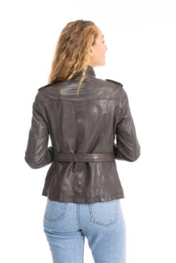 Veste Cuir Femme Demi Longueur Marron " 101965 " -Maroquinerie veste cuir femme marron 101965 4 012371400 1002 28092023