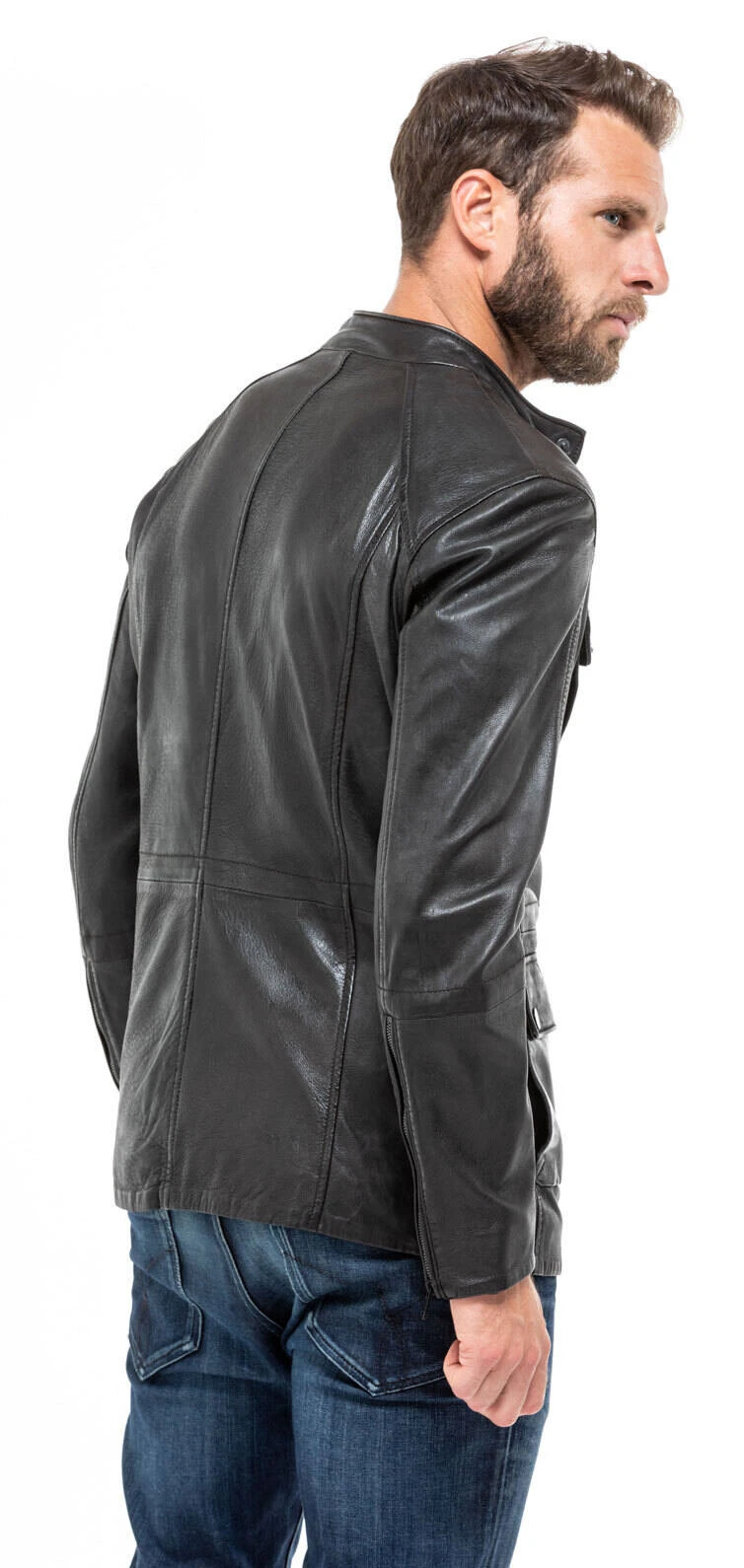 GIPSY Veste Cuir Homme Demi Longueur Noir " 9157 " – Image 6