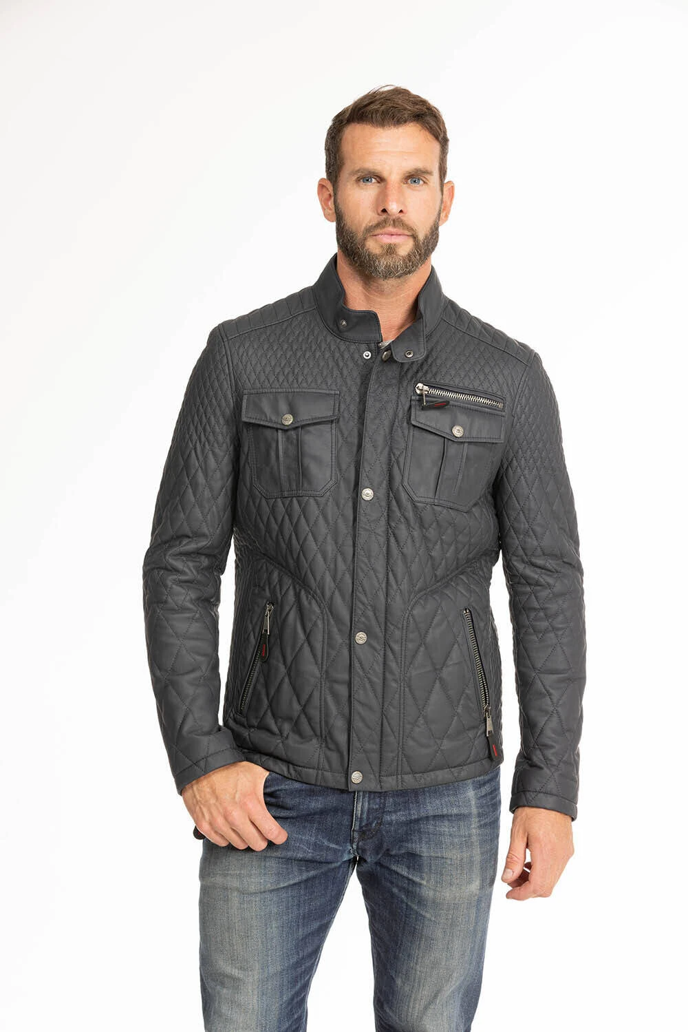 Veste Cuir Homme Bleu " ASSENCIO " 15 Veste Cuir Homme Bleu " ASSENCIO " – Image 15