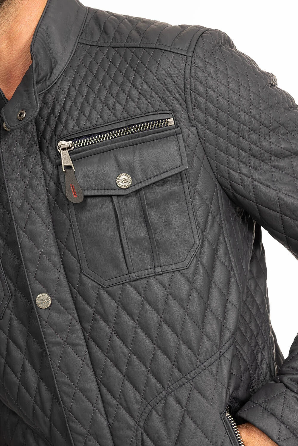 Veste Cuir Homme Bleu " ASSENCIO " 4 Veste Cuir Homme Bleu " ASSENCIO " – Image 4