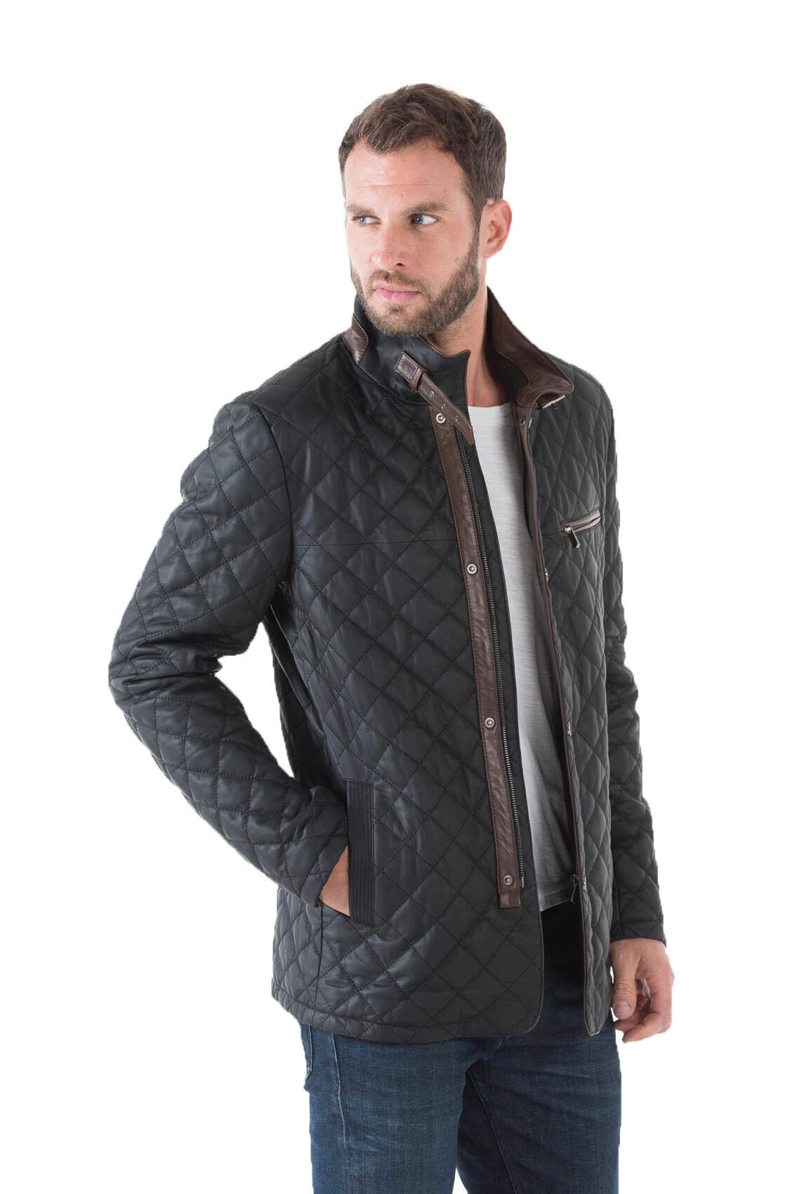 Veste Cuir Homme Noir "E 09" 1 Veste Cuir Homme Noir "E 09"