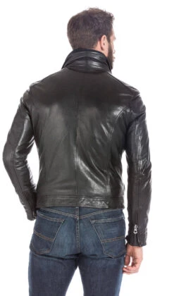 Blouson Cuir Homme Noir " 100737 " Double Col -Maroquinerie veste cuir homme noir classique 10073714167 069573500 1751 26092017