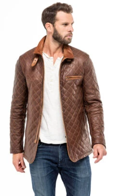 Veste Cuir Homme Marron "E 09" -Maroquinerie veste cuir homme style blazer e09 c469 mannequin 1 051402600 1510 05102018