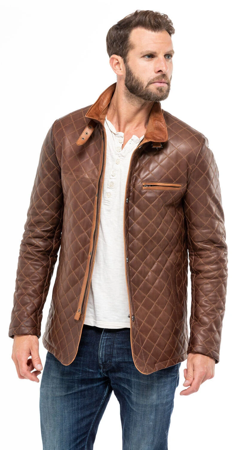 Veste Cuir Homme Marron "E 09" – Image 2