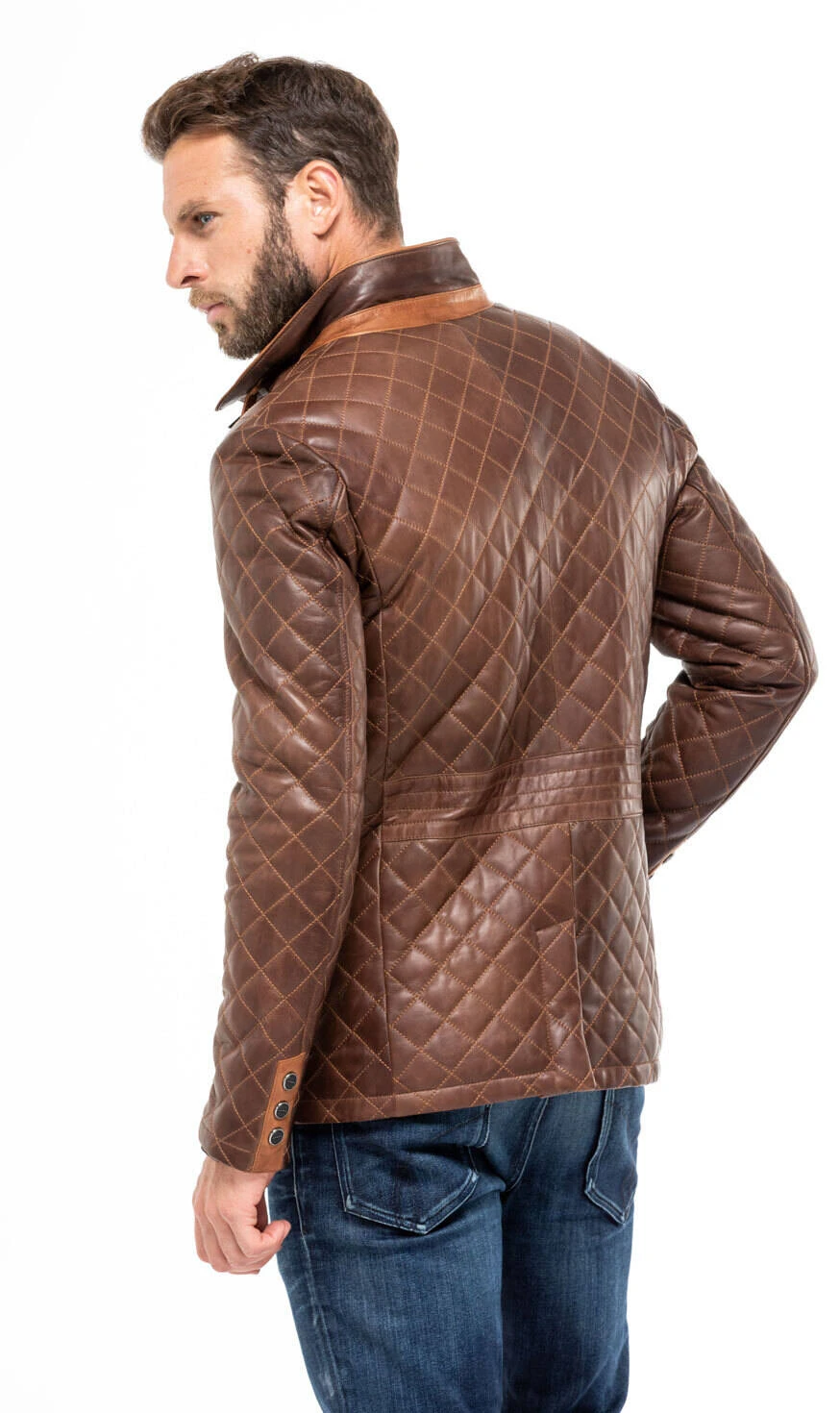 Veste Cuir Homme Marron "E 09" – Image 5