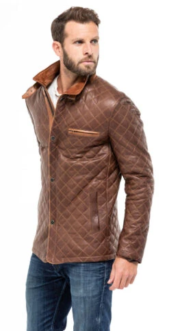 Veste Cuir Homme Marron "E 09" -Maroquinerie veste cuir homme style blazer e09 c469 mannequin 5 078075600 1510 05102018