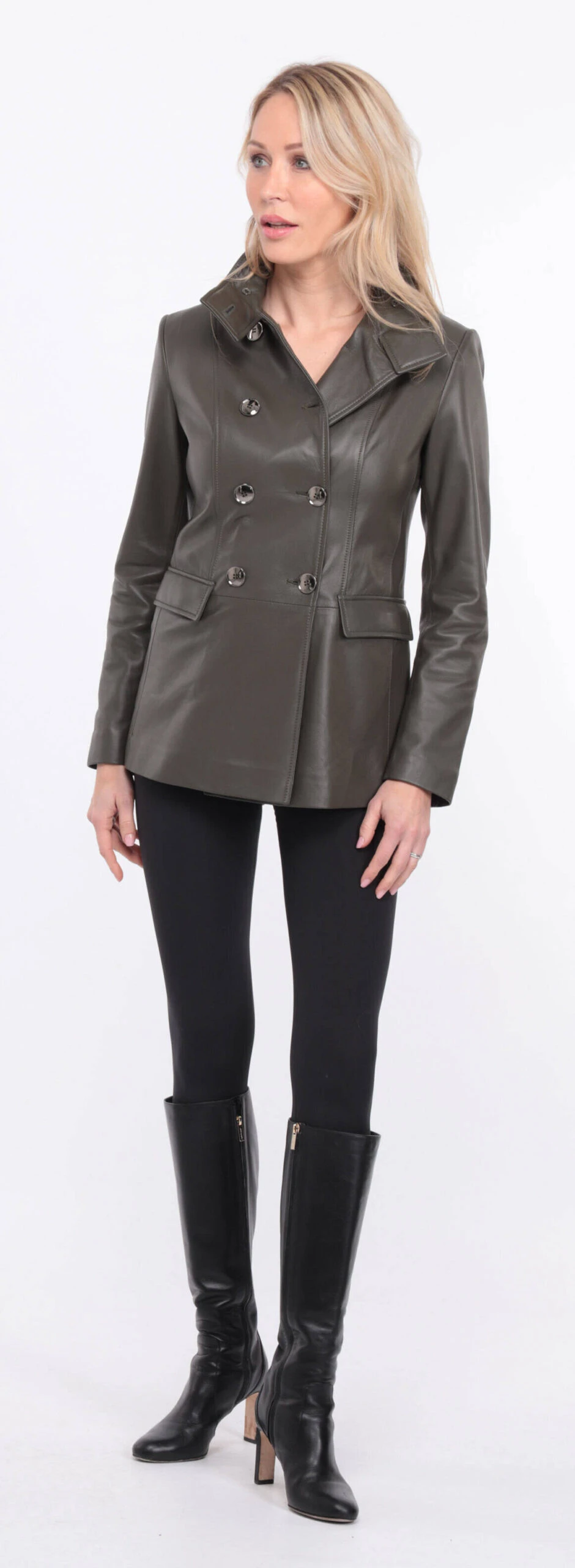 Veste Demi Longueur Femme Olive " MONIQUE " 8 Veste Demi Longueur Femme Olive " MONIQUE " – Image 8