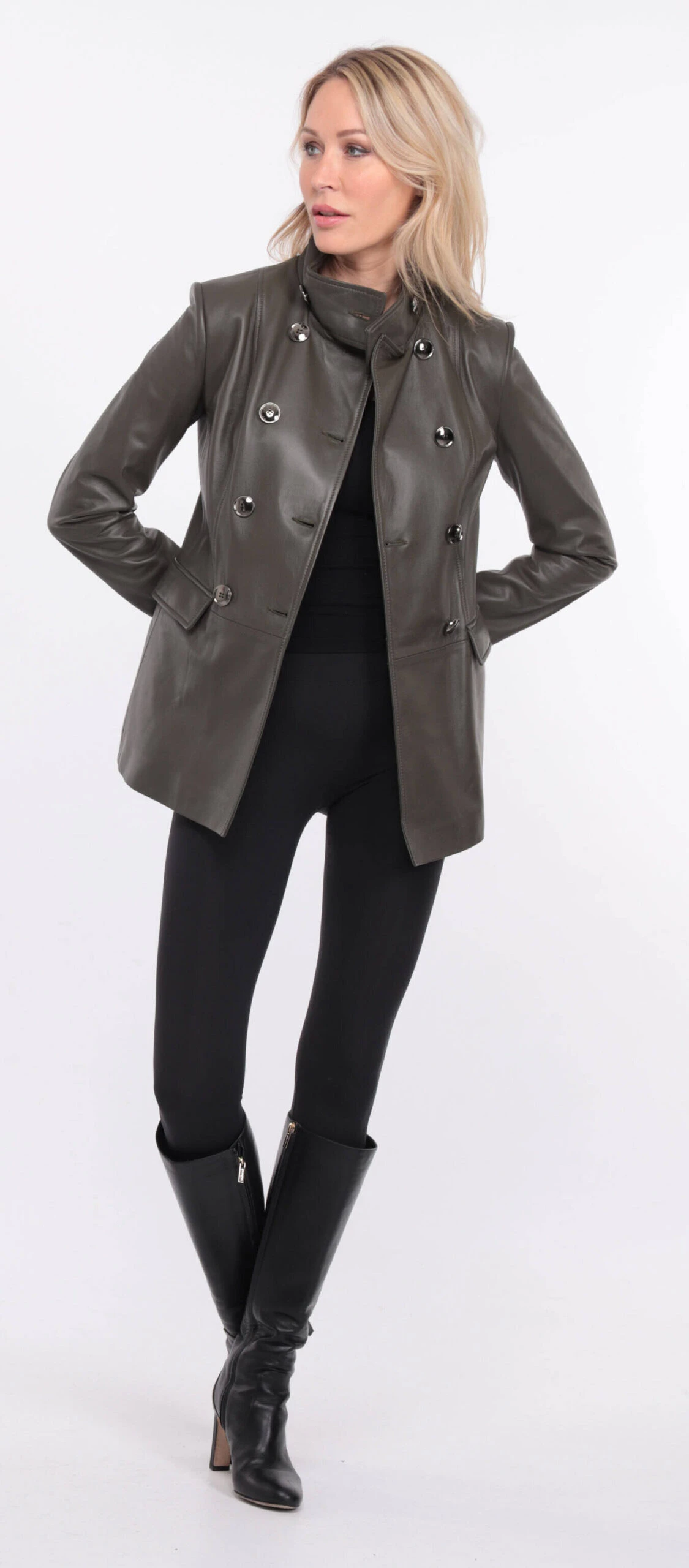 Veste Demi Longueur Femme Olive " MONIQUE " 12 Veste Demi Longueur Femme Olive " MONIQUE " – Image 12