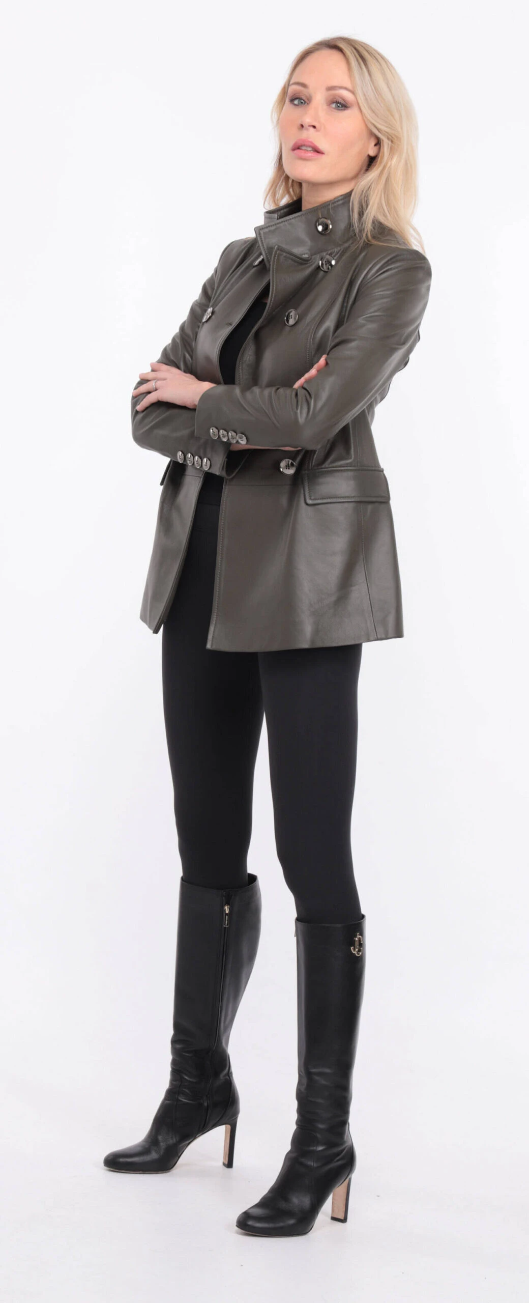 Veste Demi Longueur Femme Olive " MONIQUE " 2 Veste Demi Longueur Femme Olive " MONIQUE " – Image 2