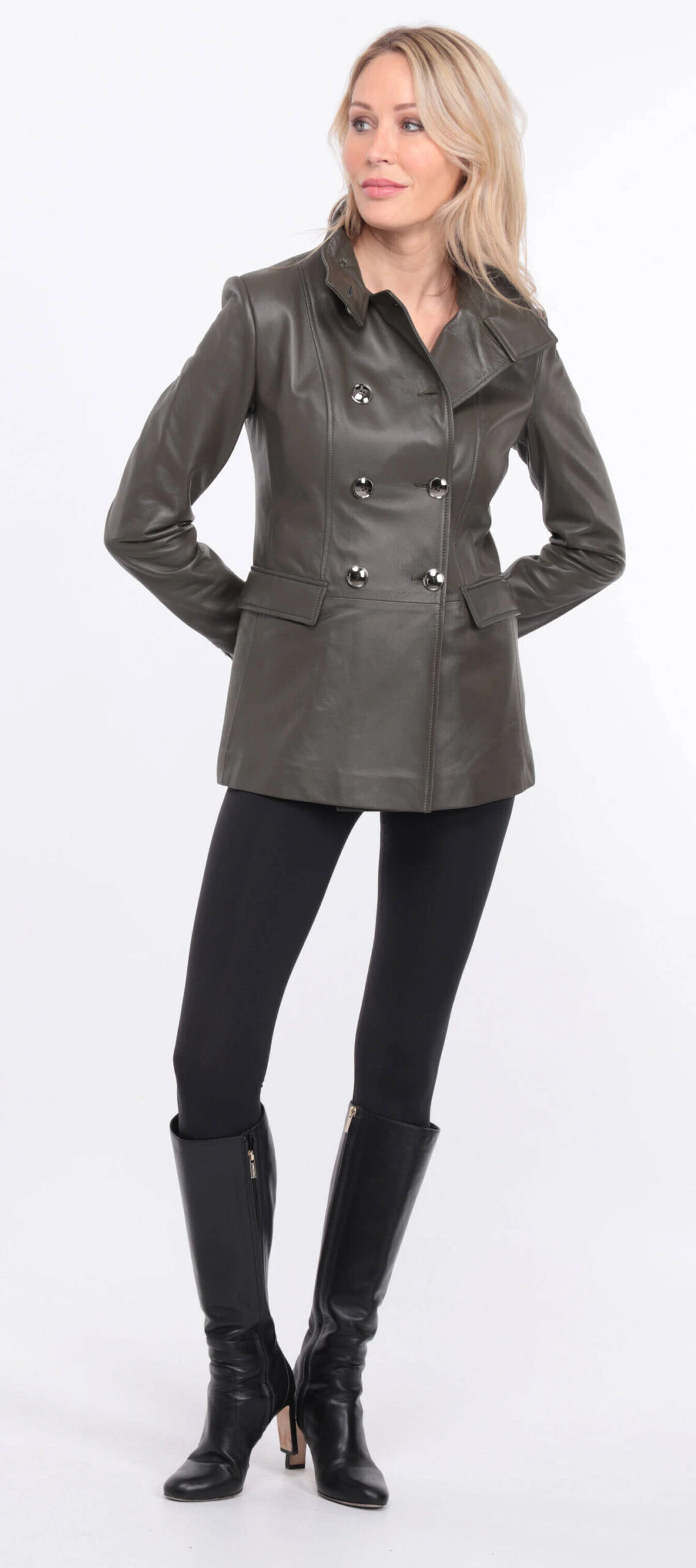 Veste Demi Longueur Femme Olive " MONIQUE " 6 Veste Demi Longueur Femme Olive " MONIQUE " – Image 6