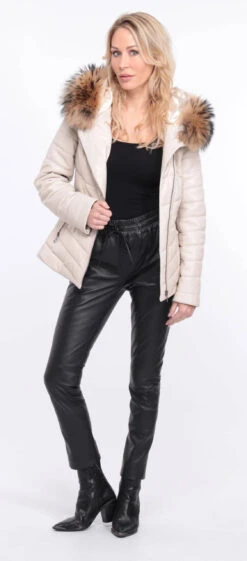 Veste Cuir Femme écru " PRESTE " 20 Veste Cuir Femme écru " PRESTE " -Maroquinerie veste cuir prestige ecru 1 001942800 1417 01072023 scaled