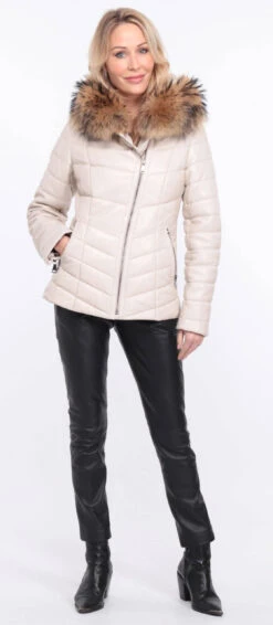 Veste Cuir Femme écru " PRESTE "