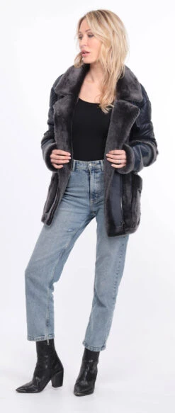 Veste Tissu + Mouton Femme Marine " INTEME "