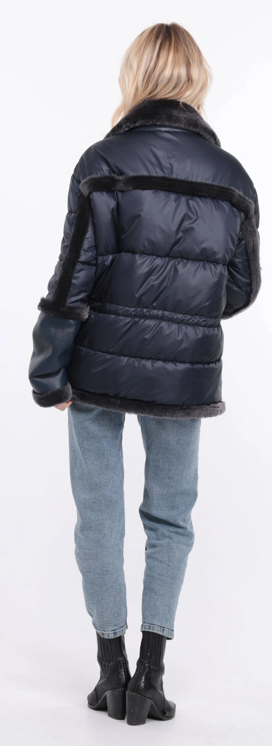 Veste Tissu + Mouton Femme Marine " INTEME " 10 Veste Tissu + Mouton Femme Marine " INTEME " – Image 10