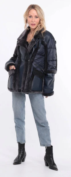 Veste Tissu + Mouton Femme Marine " INTEME " 25 Veste Tissu + Mouton Femme Marine " INTEME " -Maroquinerie veste intemporel marine 8 039876200 1409 01072023