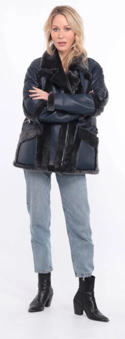 Veste Tissu + Mouton Femme Marine " INTEME " 36 Veste Tissu + Mouton Femme Marine " INTEME " -Maroquinerie veste intemporel marine 9 096492100 1409 01072023