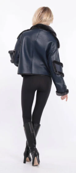 Blouson Mouton Bleu Femme " CLAUDIE " 38 Blouson Mouton Bleu Femme " CLAUDIE " -Maroquinerie veste mouton claudia bleu 12 098204300 1150 01072023 scaled