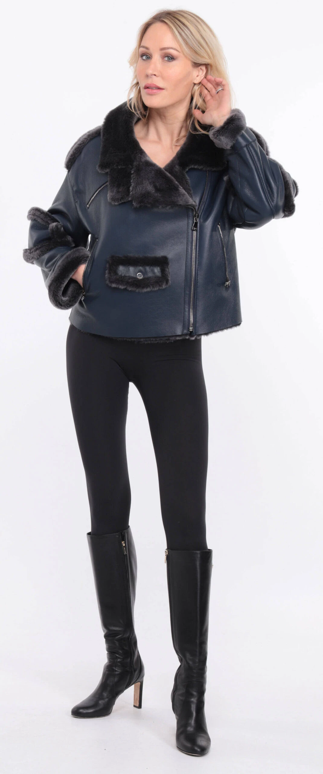 Blouson Mouton Bleu Femme " CLAUDIE " 18 Blouson Mouton Bleu Femme " CLAUDIE " – Image 18