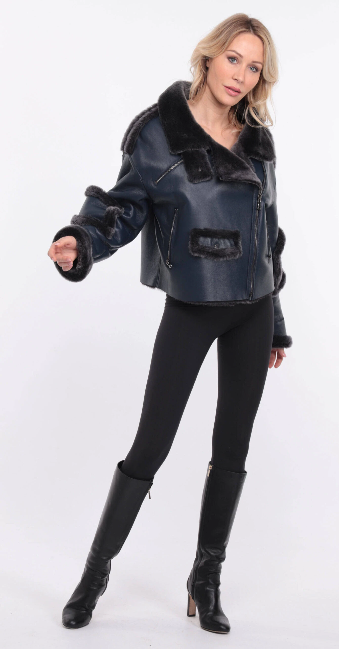 Blouson Mouton Bleu Femme " CLAUDIE " 13 Blouson Mouton Bleu Femme " CLAUDIE " – Image 13