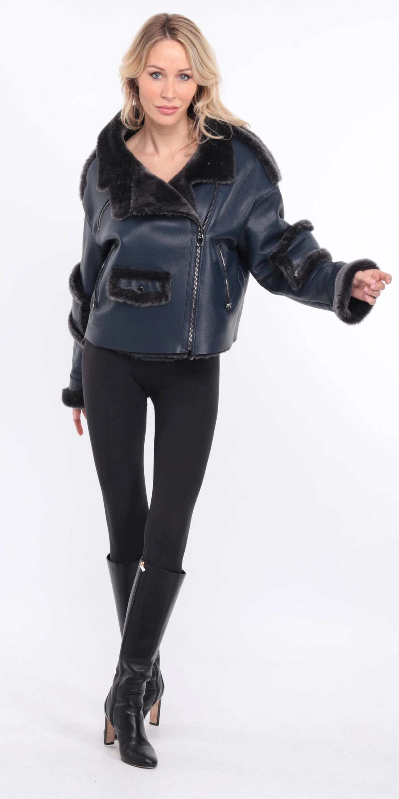 Blouson Mouton Bleu Femme " CLAUDIE " 16 Blouson Mouton Bleu Femme " CLAUDIE " – Image 16