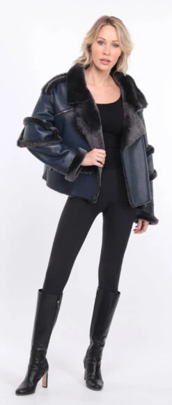 Blouson Mouton Bleu Femme " CLAUDIE " 33 Blouson Mouton Bleu Femme " CLAUDIE " -Maroquinerie veste mouton claudia bleu 19 025815700 1150 01072023 scaled