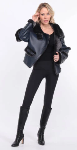 Blouson Mouton Bleu Femme " CLAUDIE "