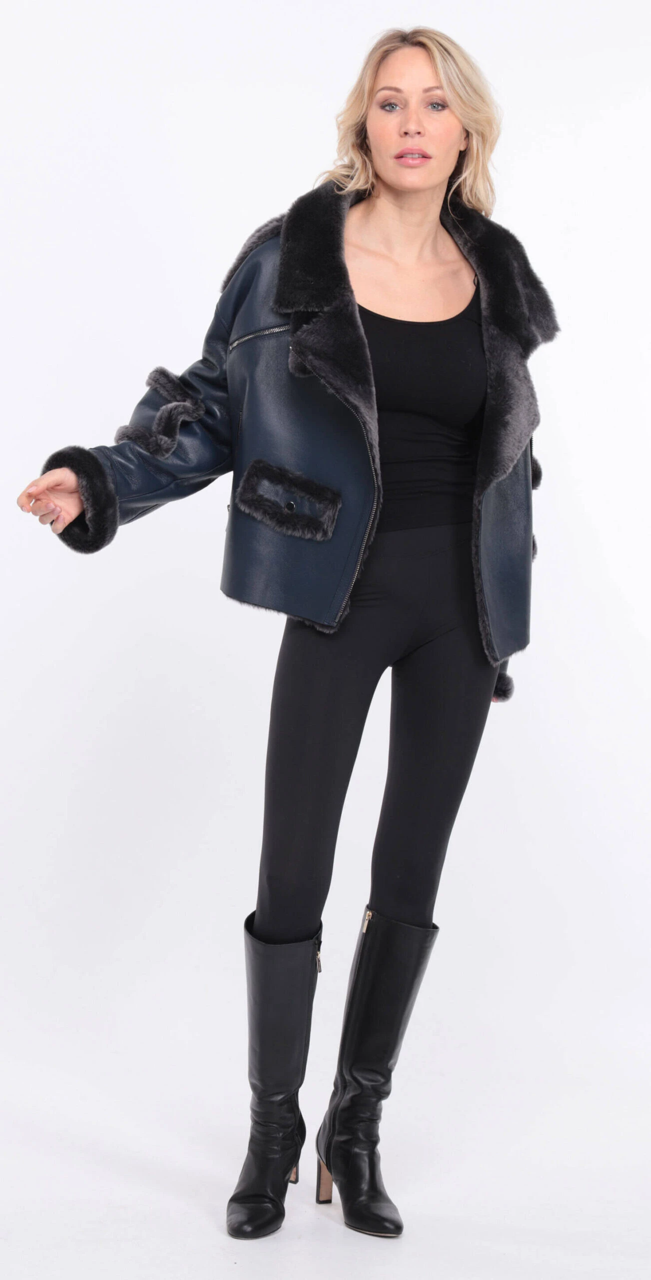 Blouson Mouton Bleu Femme " CLAUDIE " 11 Blouson Mouton Bleu Femme " CLAUDIE " – Image 11