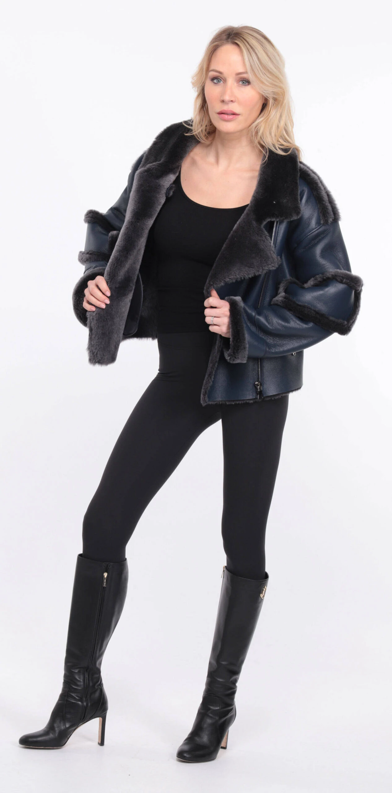 Blouson Mouton Bleu Femme " CLAUDIE " 10 Blouson Mouton Bleu Femme " CLAUDIE " – Image 10