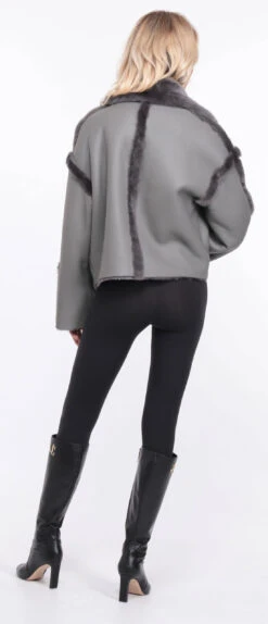 Blouson Mouton Gris Femme " CLAUDIE " -Maroquinerie veste mouton claudia gris 11 038465900 1150 01072023 scaled