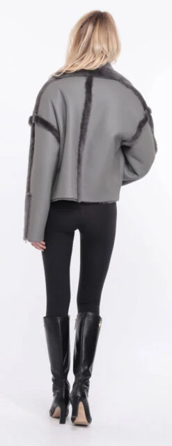 Blouson Mouton Gris Femme " CLAUDIE " -Maroquinerie veste mouton claudia gris 12 064375500 1149 01072023 scaled