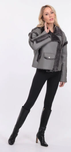 Blouson Mouton Gris Femme " CLAUDIE "