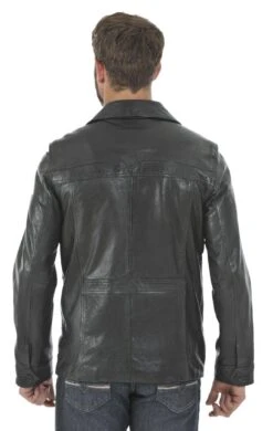 Veste Courte Cuir Agneau Lave Homme Noir Blazer Tendance " 100150 " -Maroquinerie veste ralph noir dos 018984500 1727 15052014