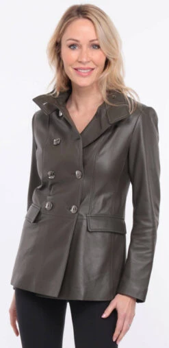 Veste Demi Longueur Femme Olive " MONIQUE " 37 Veste Demi Longueur Femme Olive " MONIQUE " -Maroquinerie vestecuirmonicaolive9 059463000 1559 04072023 scaled