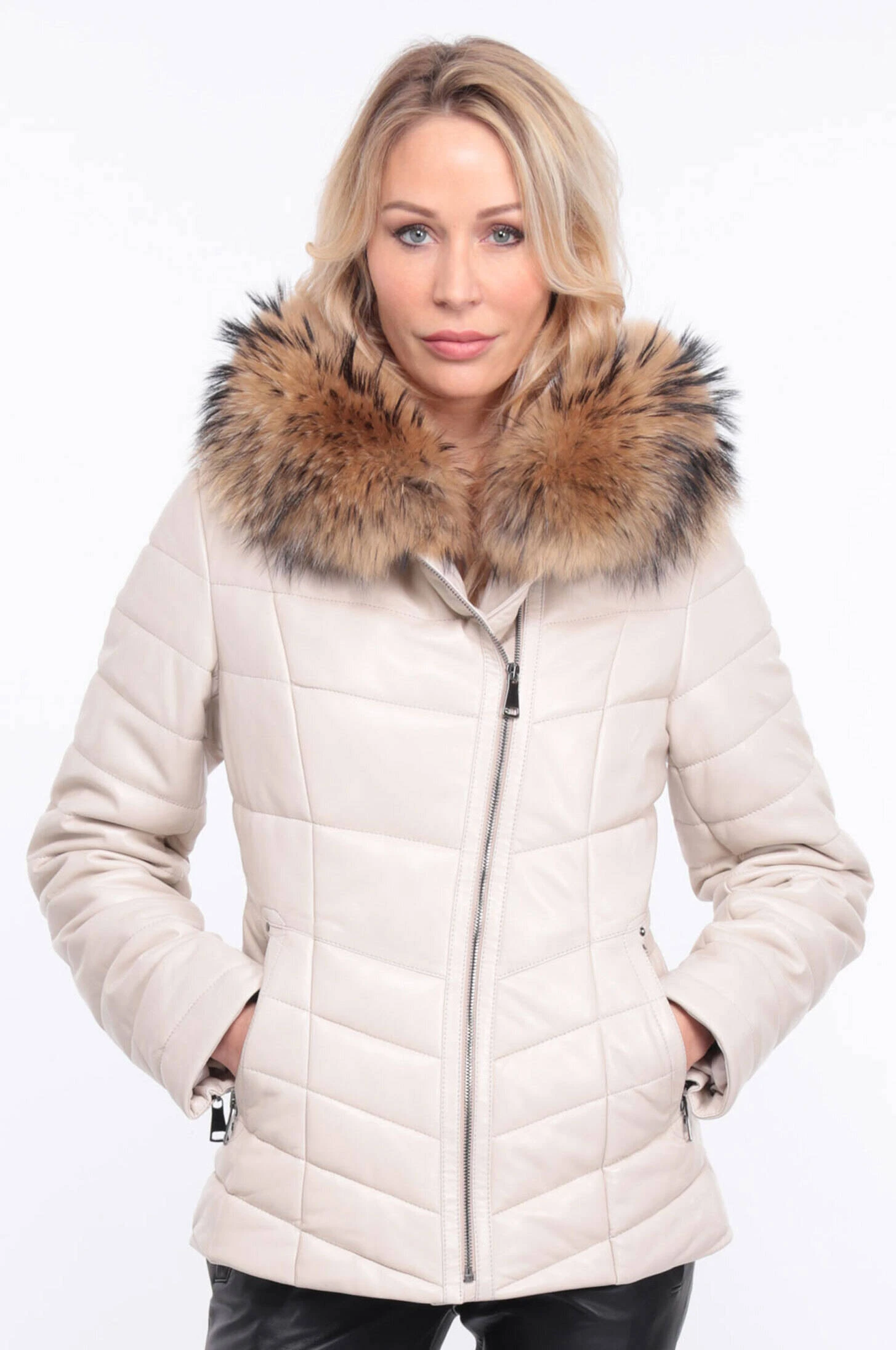 Veste Cuir Femme écru " PRESTE " 17 Veste Cuir Femme écru " PRESTE " – Image 17