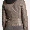 GIPSY Blouson Cuir Femme à Capuche Gris " VRENI "