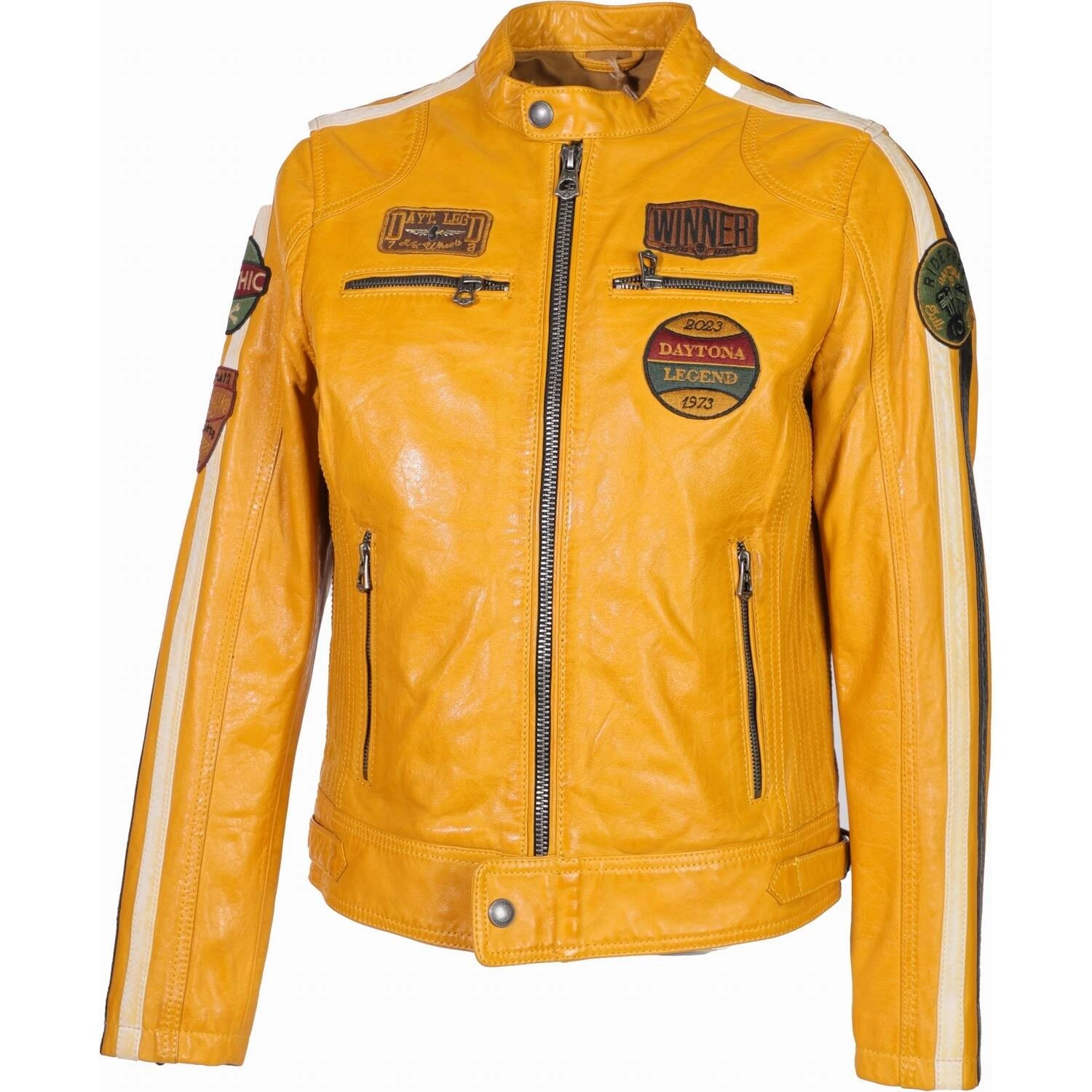 Blouson Cuir Femme Jaune " 103546 " 2 Blouson Cuir Femme Jaune " 103546 " – Image 2