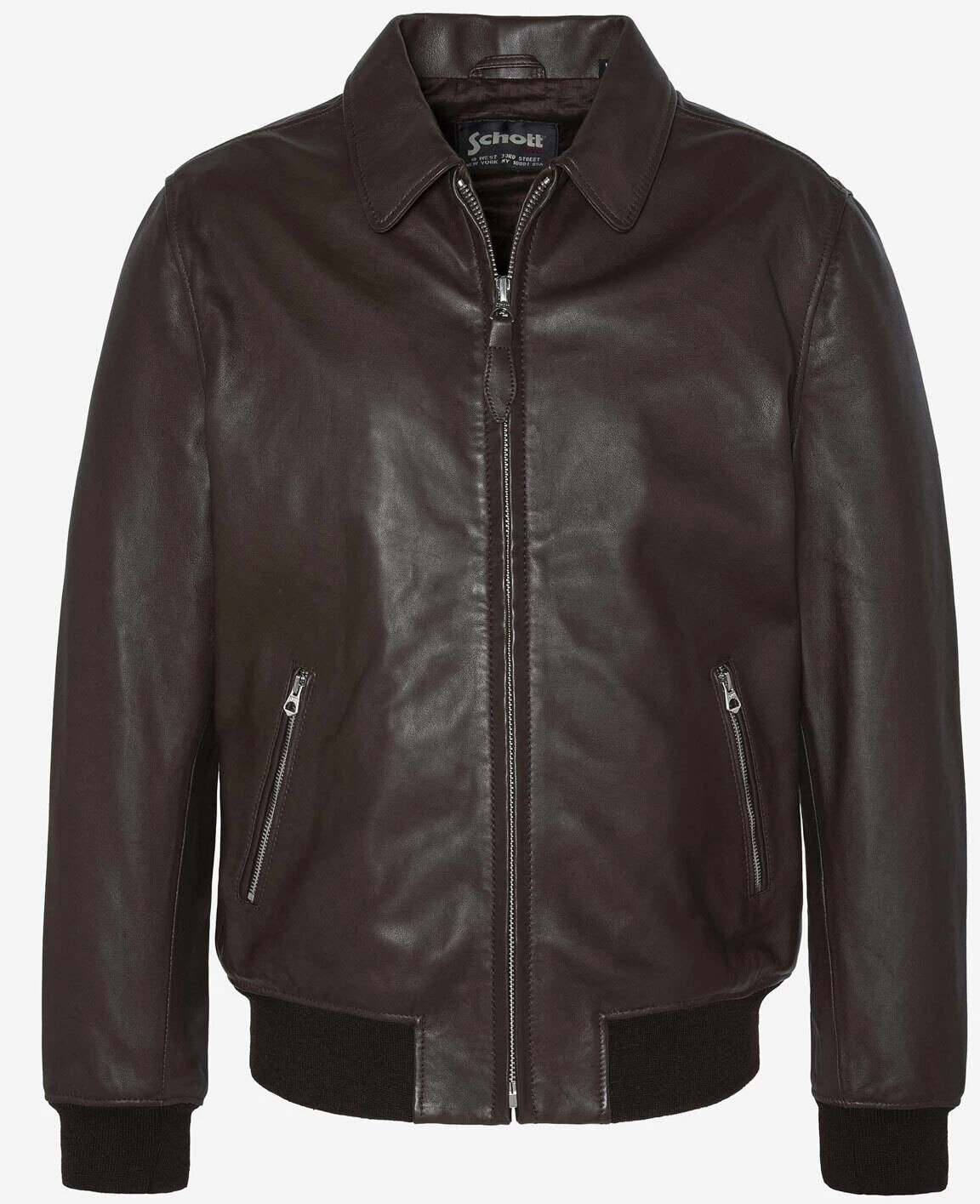 Schott Blouson Pilote Cuir Agneau Marron " LC YALES " 2 Schott Blouson Pilote Cuir Agneau Marron " LC YALES " – Image 2