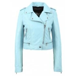 Blouson Cuir Femme Biker Turquoise Oakwood " 62326 " 5 Blouson Cuir Femme Biker Turquoise Oakwood " 62326 " -Maroquinerie yoko ref 62326 turquoise blouson en cuir veritable