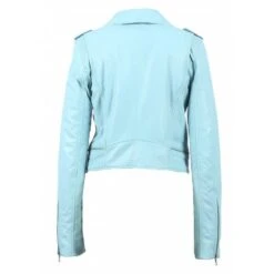 Blouson Cuir Femme Biker Turquoise Oakwood " 62326 "
